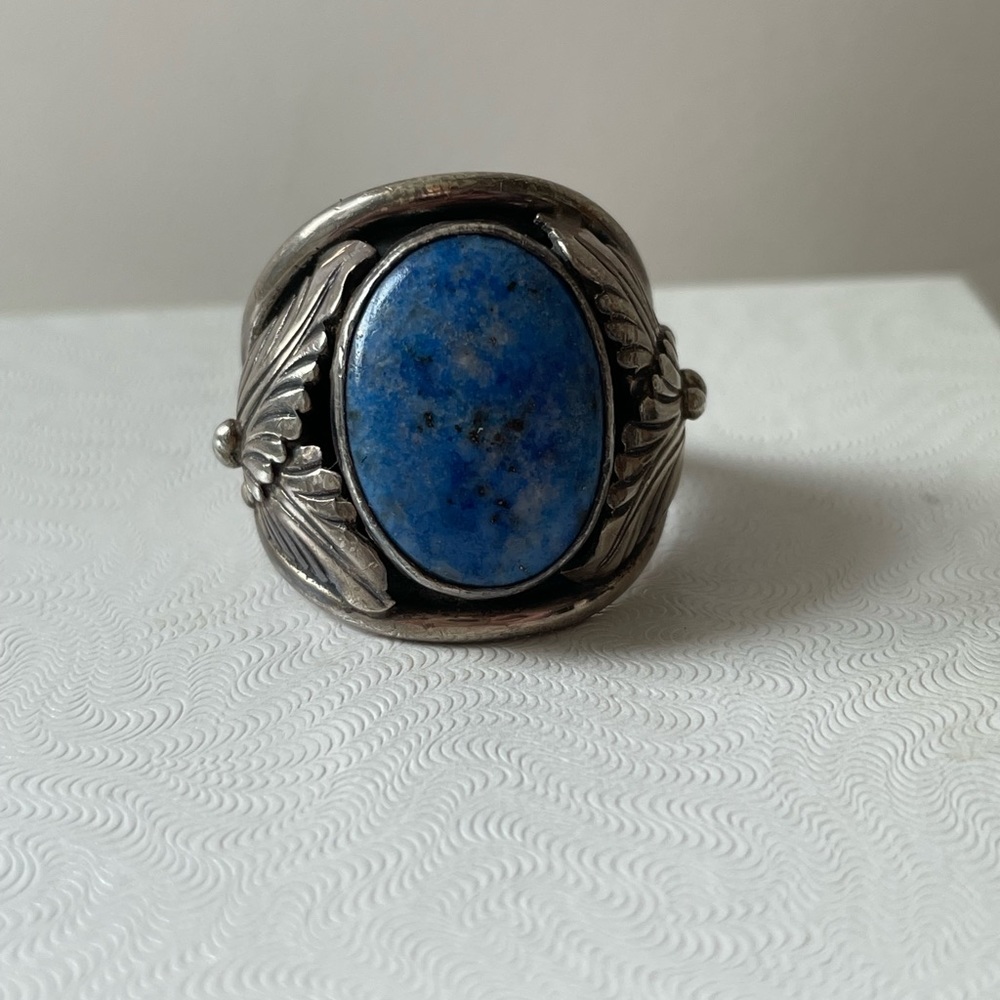 Large Denim lapis ring